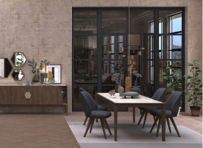 Large modern dining room set luxury set dining table chairs sideboard